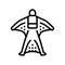 wingsuit flying extremal sport man line icon vector illustration
