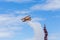 Wingwalker in front of the Blackpool tower