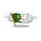 Wink flag algeria fluttering on cartoon pole