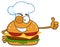 Winking Chef Burger Cartoon Mascot Character Showing Thumbs Up