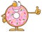 Winking Donut Cartoon Character With Sprinkles Giving A Thumb Up