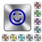 Winking emoticon rounded square steel buttons