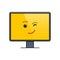 Winking face on computer screen emoticon