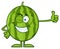 Winking Green Watermelon Fresh Fruit Cartoon Mascot Character Giving A Thumb Up