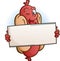 Winking Hot Dog Cartoon Character Holding a Blank Sign