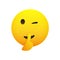 Winking, Shushing Face Showing Make Silence Sign - Cheeky Emoji Face Gestures, Showing Warning, Stay Quiet, Don`t tell