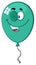 Winking Turquoise Balloon Cartoon Mascot Character