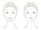 Winkle and young woman face. Before after illustration. Beauty skin care concept