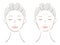 Winkle and young woman face. Before after illustration. Beauty skin care concept
