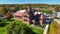 Winn Memorial Library aerial view at fall, Woburn, Massachusetts, USA