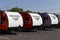 Winnebago Recreational Vehicles at a dealership. Winnebago is a manufacturer of RV and motorhome vacation vehicles
