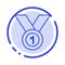 Winner, Achieve, Award, Leader, Medal, Ribbon, Win Blue Dotted Line Line Icon