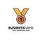 Winner, Achieve, Award, Leader, Medal, Ribbon, Win Business Logo Template. Flat Color