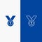 Winner, Achieve, Award, Leader, Medal, Ribbon, Win Line and Glyph Solid icon Blue banner Line and Glyph Solid icon Blue banner