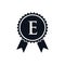 Winner Award Certified Medal Badge On E Logo Template. Best Seller Badge Sign Logo Design On Letter E Vector