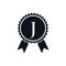 Winner Award Certified Medal Badge On J Logo. Best Seller Badge Sign Logo Design On Letter J Vector