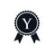 Winner Award Certified Medal Badge On Y Logo Template. Best Seller Badge Sign Logo Design On Letter Y Vector