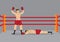 Winner Boxer in Boxing Ring Vector Illustration