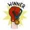 Winner , Boxing Glove with gold medal cartoon  illustration