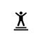 Winner Businessman with Hands Raised Up. Flat Vector Icon illustration. Simple black symbol on white background. Winner