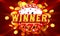 Winner casino coin, cash machine play now. Vector