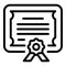 Winner certificate icon, outline style