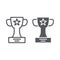 Winner cup line and glyph icon, champion and goblet, trophy sign, vector graphics, a linear pattern on a white