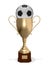 Winner cup with soccer ball 3d rendering