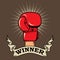 Winner. Human hand in boxing glove. Design element for poster, t