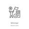 winner icon vector from election world collection. Thin line winner outline icon vector illustration. Outline, thin line winner