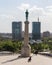 The Winner monument the symbol of the City of Belgrade. Old and new architecture