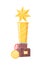 Winner Prize Figurine with Star and Medal Isolated