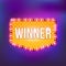 Winner retro banner template with lightbulb glowing