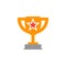 Winner trophy symbol. Loving cup with star icon vector, filled