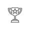 Winner trophy symbol. Loving cup with star line icon, outline