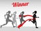 Winner vector concept with female running silhouettes