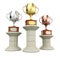 Winners cups on columns