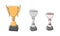 Winners goblets colored one line art. Continuous line drawing of sport, award, distinction, victory, trophy, first, gold