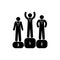 Winners stand on the podium, stick figure man pictogram, isolated people