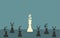 Winning dollar white chess in flat icon design on blue color background