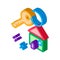 Winning House isometric icon vector illustration