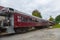 Winnipesaukee Scenic Railroad train in Weirs Beach, NH, USA