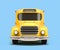 Wintage toon yellow school bus 3d illustration on blue gradient