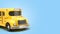Wintage toon yellow school bus background 3d illustration on blue gradient