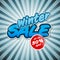Winte sale label with cold sun rays and stickers