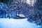 Winter abandoned hut landscape