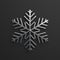 Winter abstract design creative concept, silver chrome snow icon on black background.