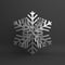 Winter abstract design creative concept, silver chrome snow icon on black background.