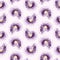 Winter abstract dotted daisy flower background. Seamless pattern splatter style with appaloosa spots. Purple lilac hand painted
