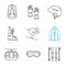 Winter activities linear icons set